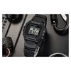 Casio Seria YOUTH - pătrat mic din silicon, pătrat mic retro, războinic negru, afișaj digital, mecanism cu quartz, curea din rășină, japonez și W-218H-1A