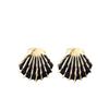 Vintage Shell Stainless Steel Gold Color Texture Stud Earrings For Women Enameled Blue White Black Beach Holiday Ocean Jewelry