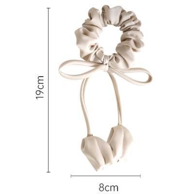 Simple Bowknot Tulip Flower Tassels Hair Scrunchie For Women Girls Ponytail Large Intestine Hair Ring Headwear Hair Accessories