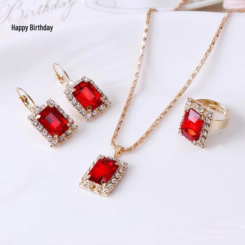Versatile Set di Gioielli in Tre Pezzi: Collana e Orecchini Multicolor con Design a Goccia d'Acqua di Cristallo con Diamanti.