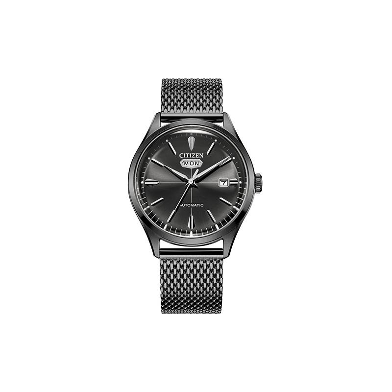 

CITIZEN automatic mechanical watch stainless steel woven strap date display fashion business men s watch NH8397-80H чорний
