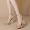 11CM Summer Ankle Buckle Strap Open Toe CRYSTAL Transparen Platform Square Heels Women's Sandals Nightclub Shoes
