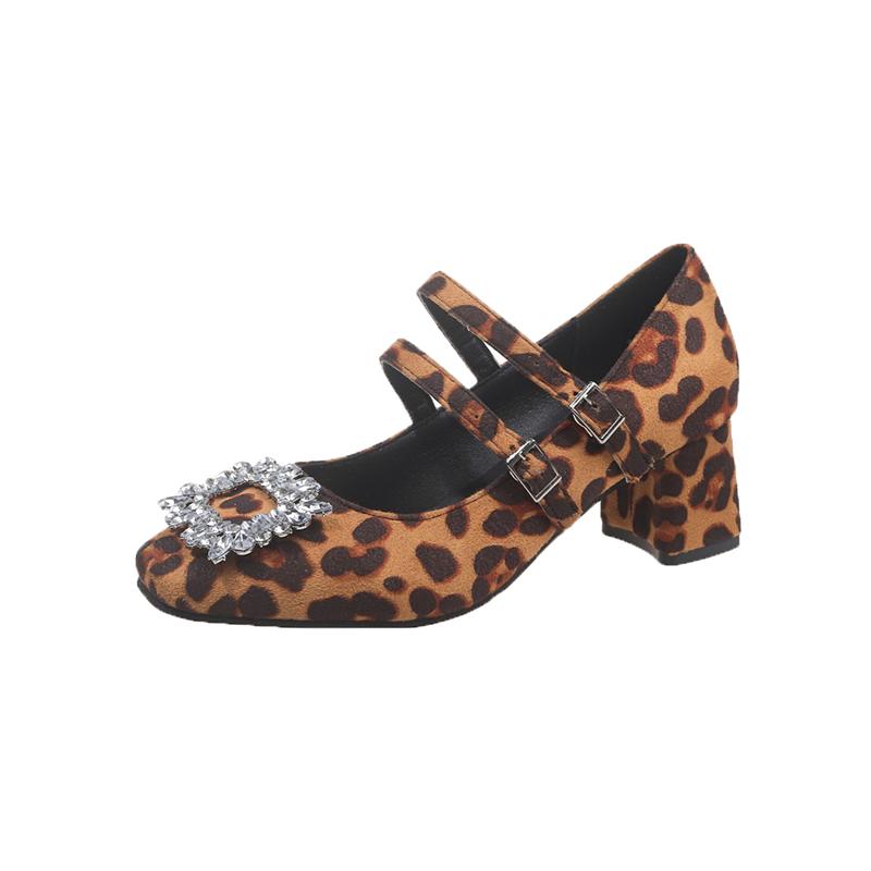 Mode 2025 Damenschuhe Schnallenriemen Damen High Heels Mode Leopardenmuster Büro und Karriere Neu Kristall Bestseller Heels Damen