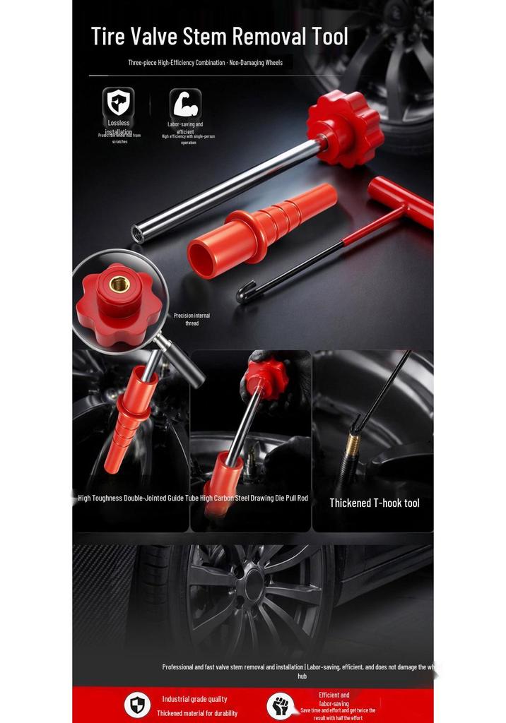 Universal Tire Valve Repair & Installation Tool Set with Quick Puller