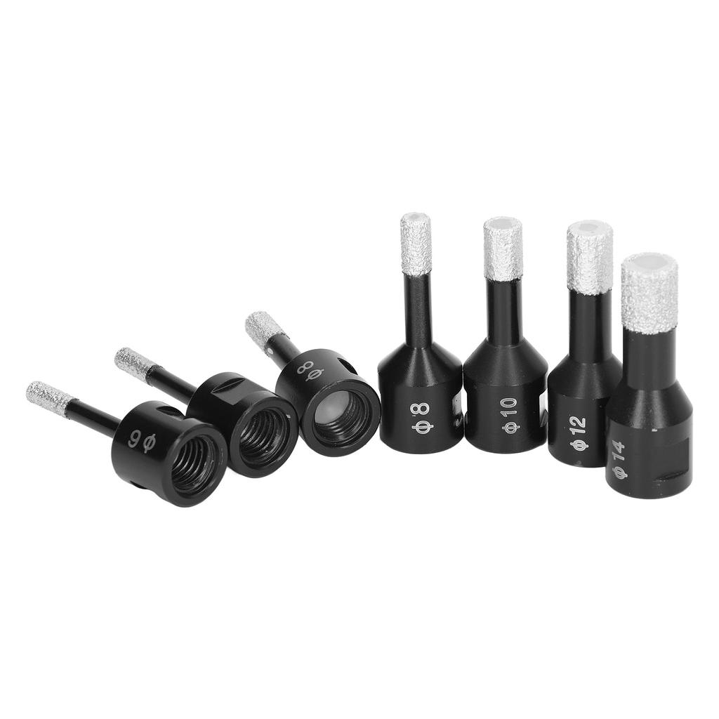 7 Stück Diamantbohrer Nass Trocken Diamantgelötete Lochsäge Set mit M14 Innengewinde für Marmor