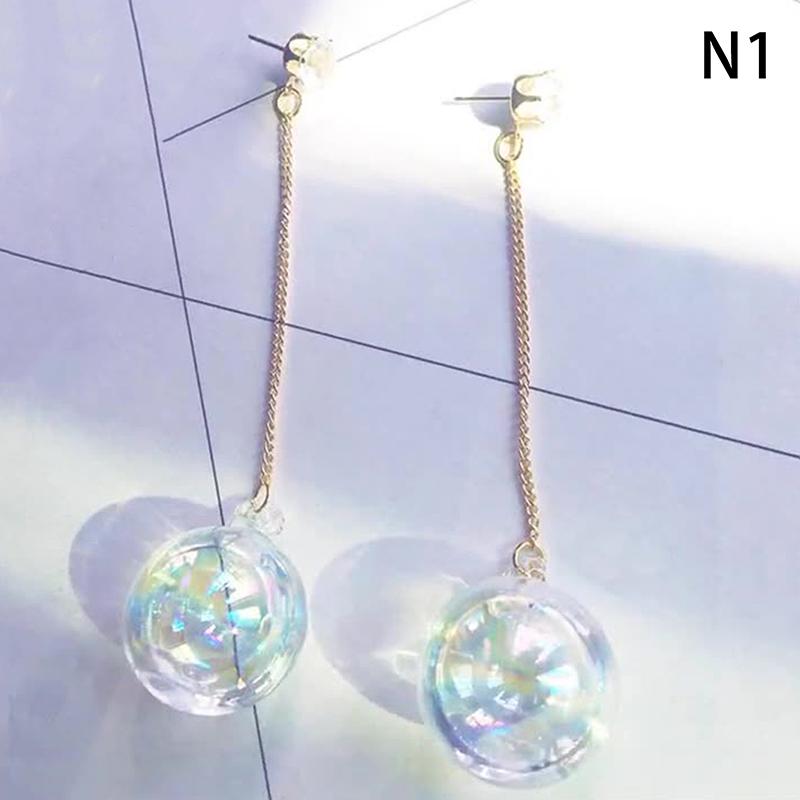 Błyszczące Kolczyki Wiszące z Przezroczystymi Zawieszkami AB Szklana Kula Bąbelkowa z Wodą w Środku Wiszące Kolczyki Ozdoba Biżuteryjna Dla Kobiet