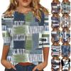 3/4 Sleeve Tops For Women T-Shirt Casual  Print Tops T Shirt Round Neck Pullover Blouse