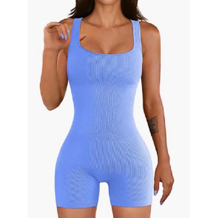 Dámský nový overal, sexy slim fit, bez rukávů, přiléhavý, výbušný styl, stahování pasu a zvedání boků, overal, kraťasy