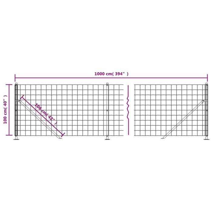 VidaXL Clôture en Treillis Métallique avec Bride, Panneau de Clôture Décoratif, Barrière de Protection Jardin Patio 154177