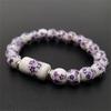 B21 Blue White Pattern Creativity Porcelain  Printing Exquisite Stretch Bead Bracelet 8MM  Plum Blossom Bead Bracelet Jewelry