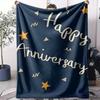 Happy Anniversary Throw Soft Flannel AC Blanket Lightweight Summer Nap Throw Cozy  Blanket for Sofa Bed Travel Home