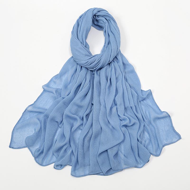 Crinkle Muslim Women Hijab Wrinkle Rayon Headscarf Solid Color Women's Turban Plain Viscose Cotton Musulman Femme Shawl Ramanda