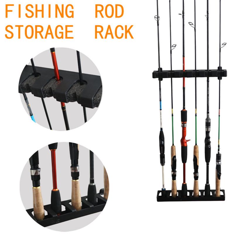 Fishing Rod Holders 6-Rod Rack Vertical Pole Holder Wall Mount Modular
