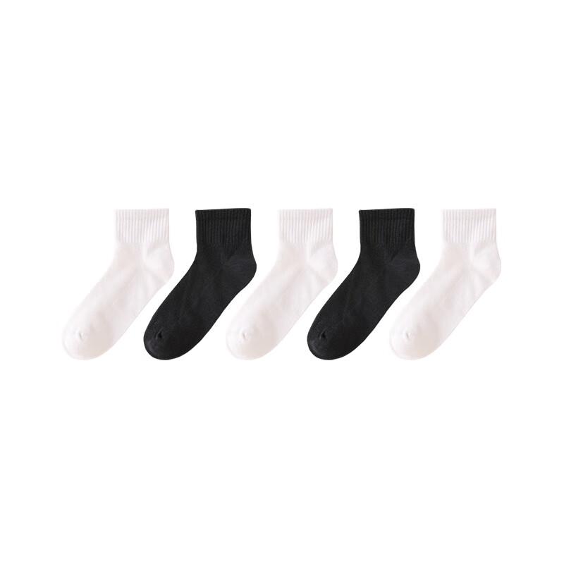 Hongdou Kids' Black & White Sport Mesh Mid-Calf Cotton Socks