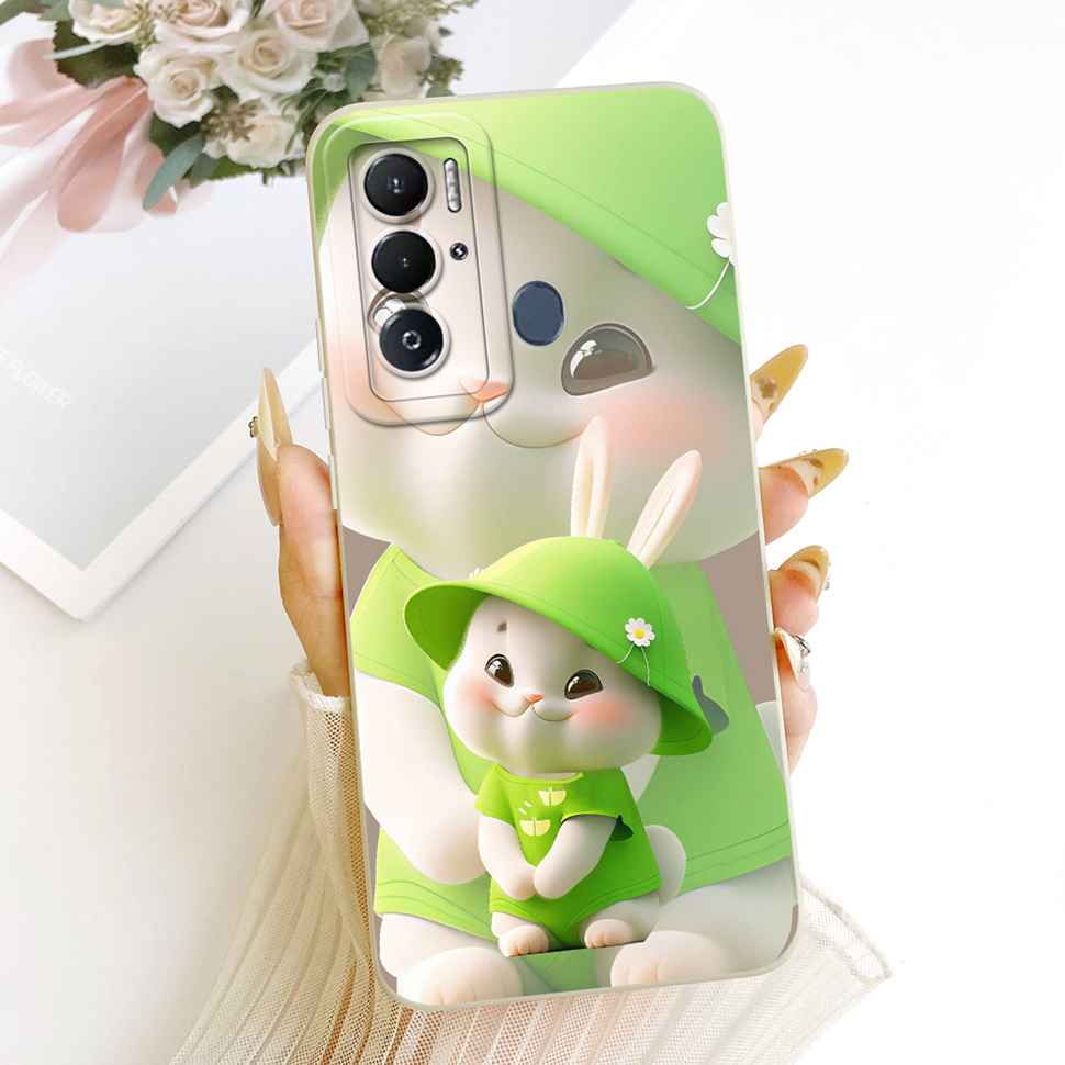 For Tecno Pova Neo Case LE6 LE6h Silicone Luxury Cute Love Rabbit Funny Back Cover For Tecno PovaNeo Phone Case Bumper