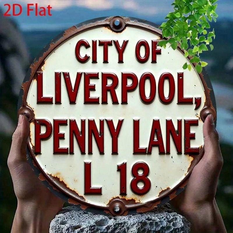 Retro Vintage Penny Lane Liverpool Round Metal Sign Aluminum Wall Decor