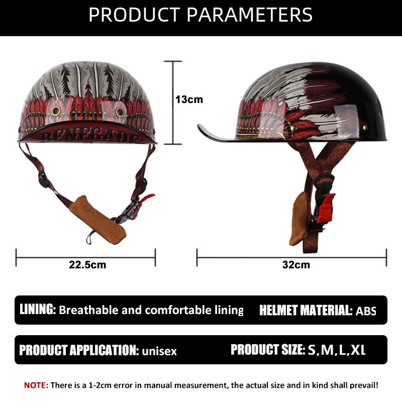 Uchoose Baseballová čepice Helma Motocykl Vintage Retro Helmy Summer Open Face Scooter Cruiser Chopper Gangster DS Muži Ženy Kid