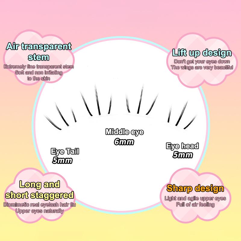 Glue-Free False Eyelashes Cat Eye Makeup Soft Natural Lower Eyelashes Segmented Thin Stems Suitable For Novice Diy Eyelashe