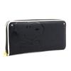 Snoopy Women's Long Wallet with Round Zipper, Cute Character Design, Large Capacity, Accordion Embossed PEANUTS (Black)