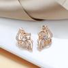 Luxury Boho  Rose Gold Earrings For Women Micro-Wax Inlay Natural Zircon Crystal Earrings Flower Bridal Wedding Jewelry