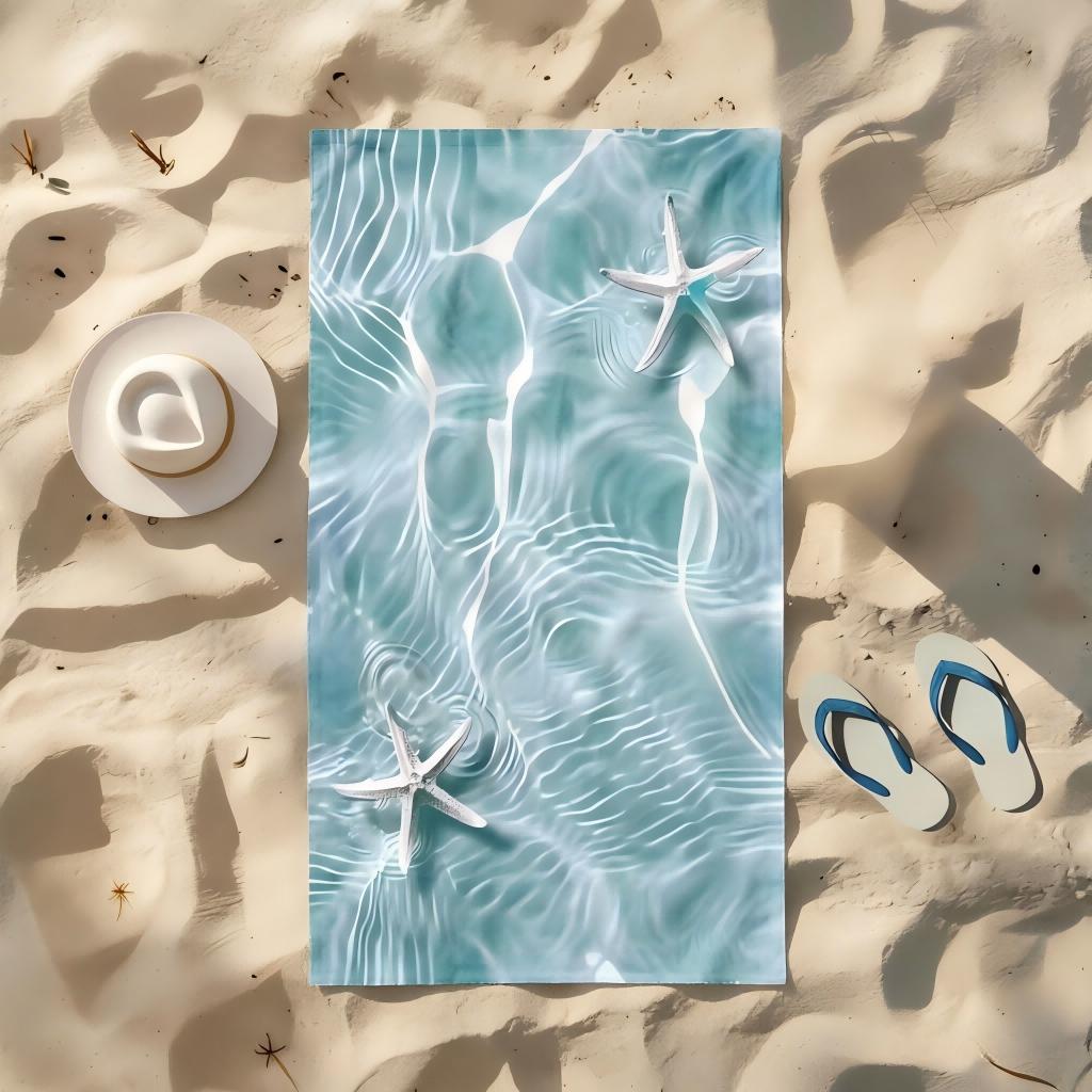 1pc Starfish Print Beach Towel Sun Protection Windproof Quick Dry Towel Portable Travel Blanket For Pool Camping Outdoor Vacatio
