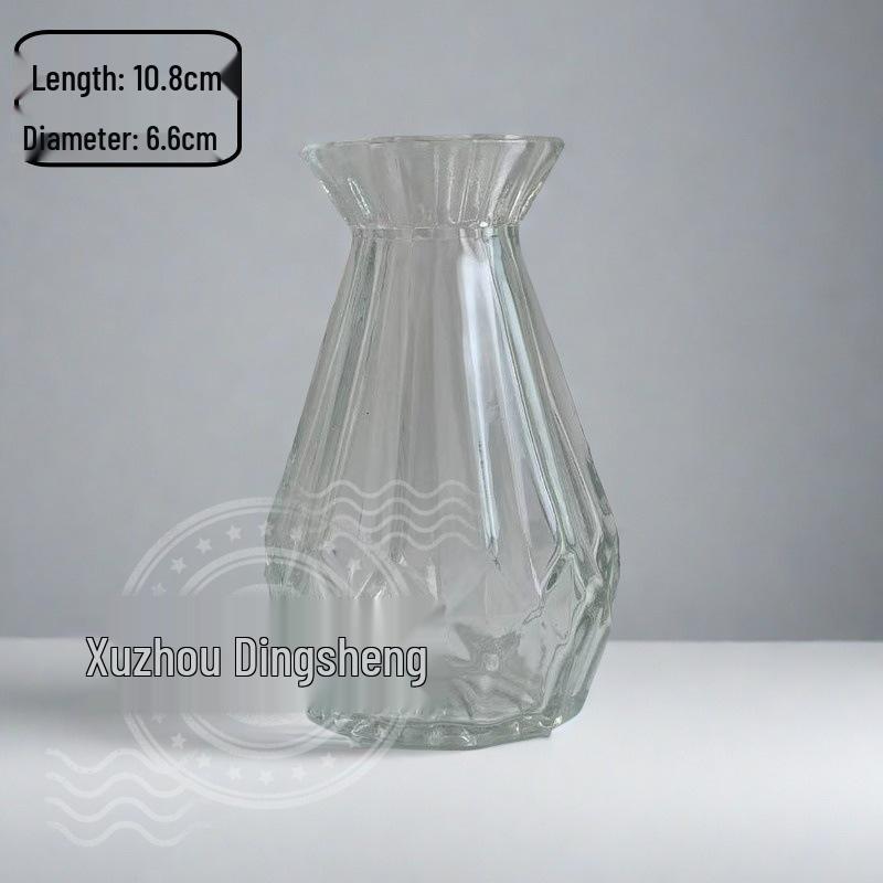 High-End Retro Glass Vase Set: Floor-Standing Transparent Ornaments In Soft Ins Style