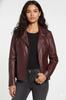 Handmade Soft Stylish Women's Biker Burgundy Lambskin Leather Motorcycle Jacket