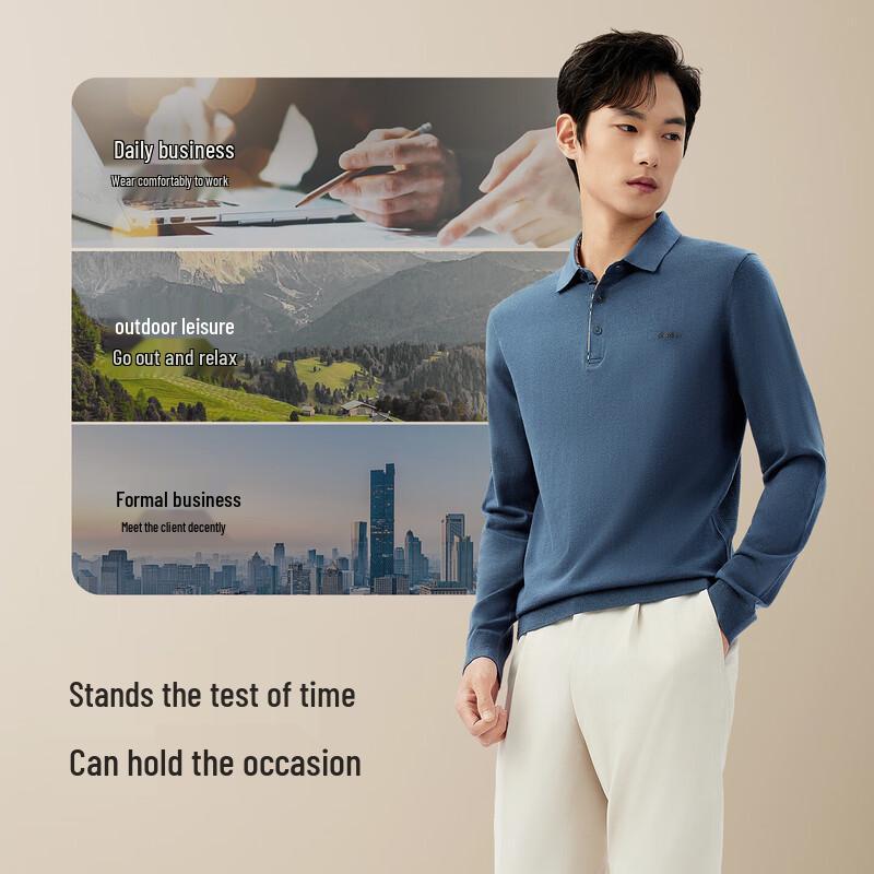 Hodo Men's Silk & Wool Blend Long-Sleeve Polo Sweater