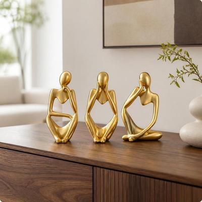 3 Pieces Human Figure Ornament Elegant Decor Stylish for Living Room, Art Lovers