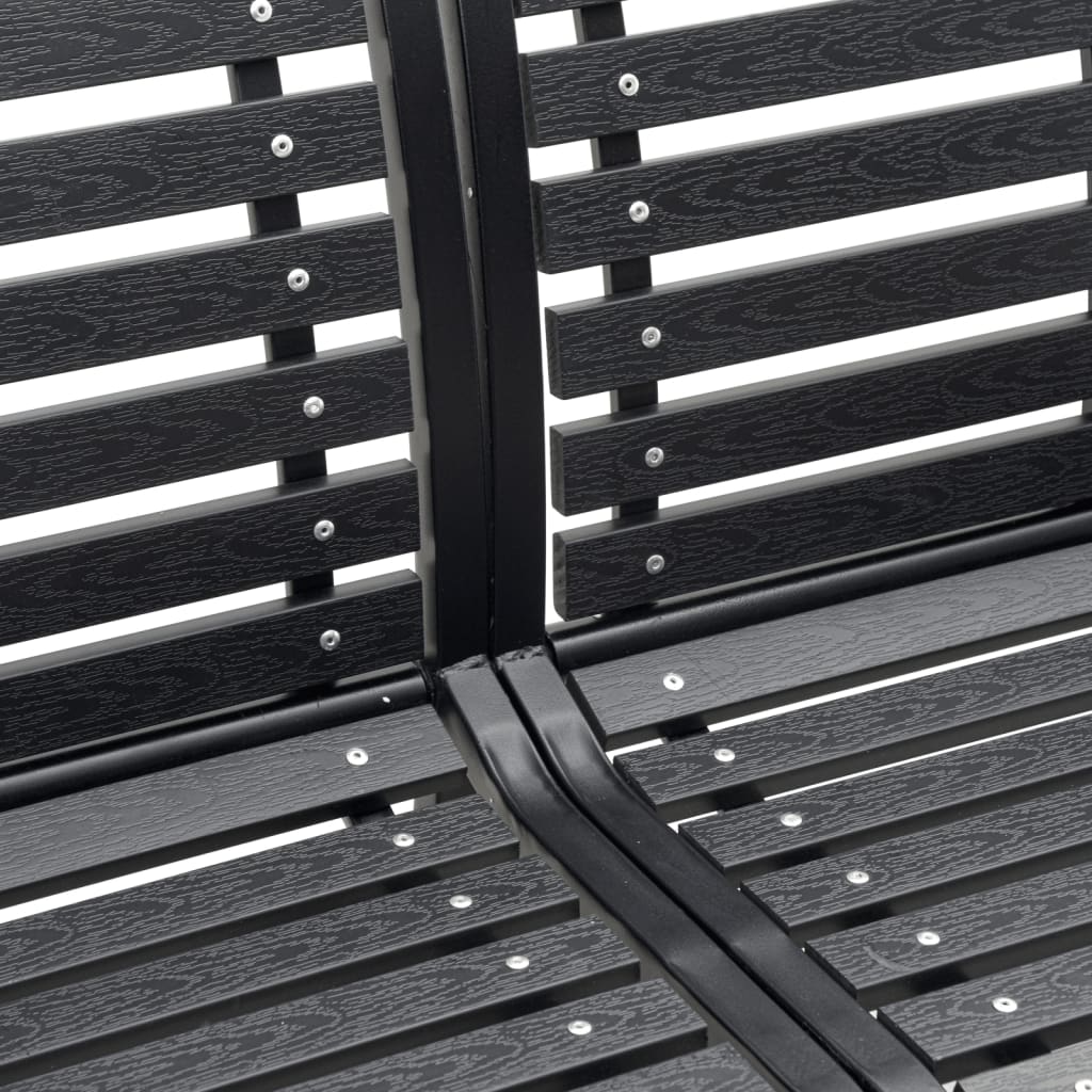 Double Garden Bench Black 231 cm Steel and WPC