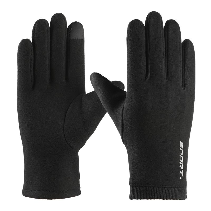 Warm Gloves Three-line Rabbit Velvet Men and Women's Fashionable Touch Screen Cold Proof Plus Velvet Outdoor Cycling Autumn and Winter Gloves