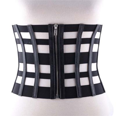 Gothic Solid Color Lift Up Female Waist Corset Wide PU Leather Belt Women Fashion Slimming Waistband Elasticity Corsets