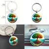 Decorative Glass Keychain Featuring Bright Tree Pattern For Home And Office Keys