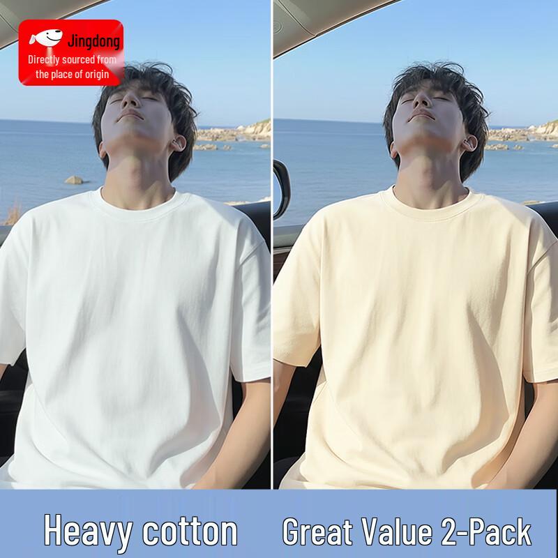 

CHUJI Men s 2-Pack 220G Heavyweight Pure Cotton T-Shirt 2XL