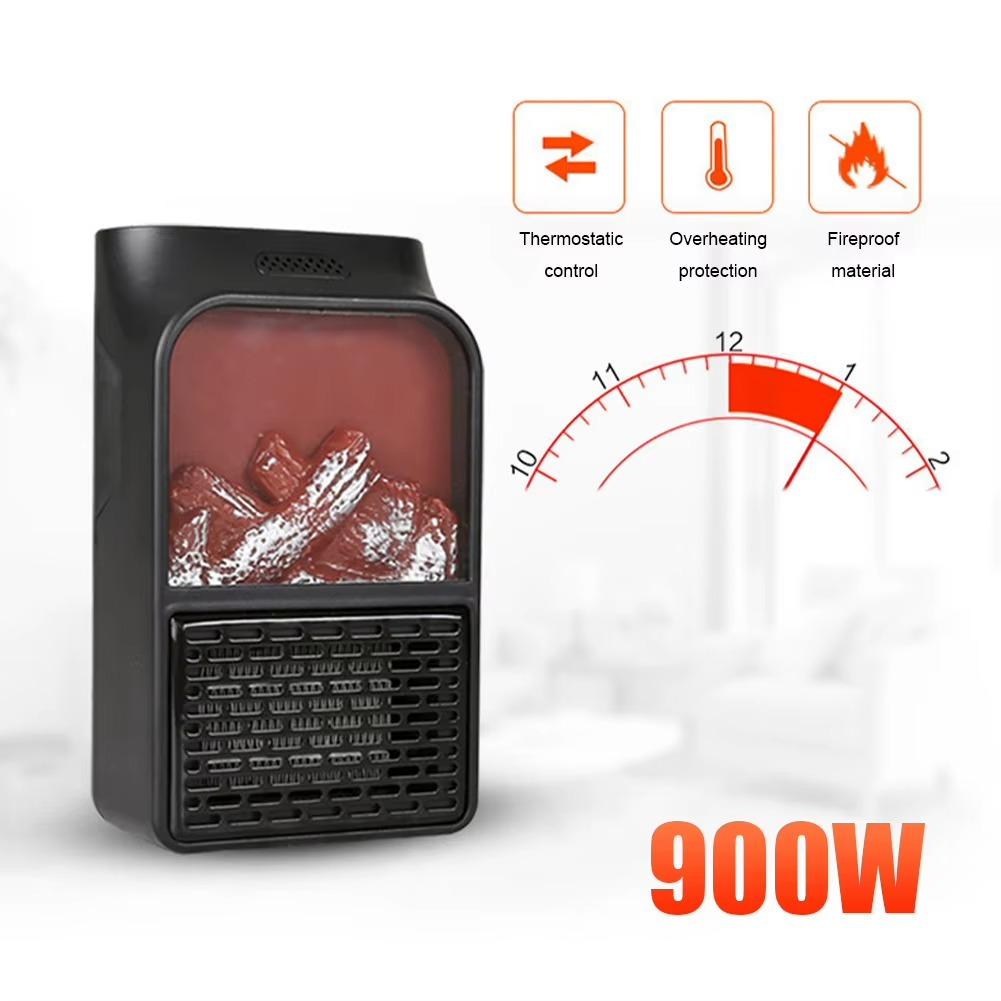 Customizable 3D Flame Mini Electric Stove Heater 900W Electric Fireplace Heater with Remote Plug in Wall Portable