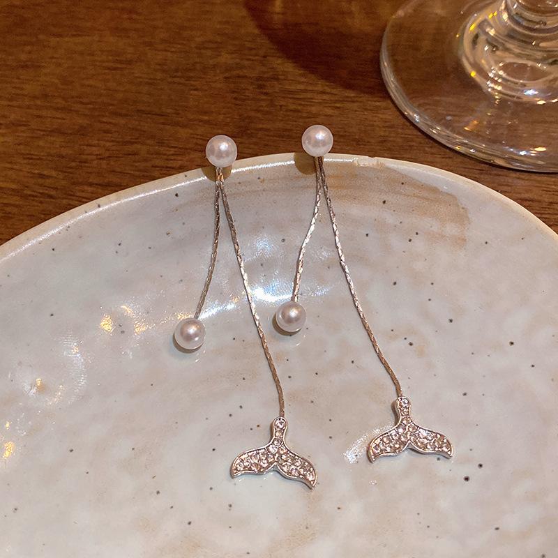 Long Fringed Zircon Earrings Light Luxury Niche Versatile Temperament Bow Stud Earrings