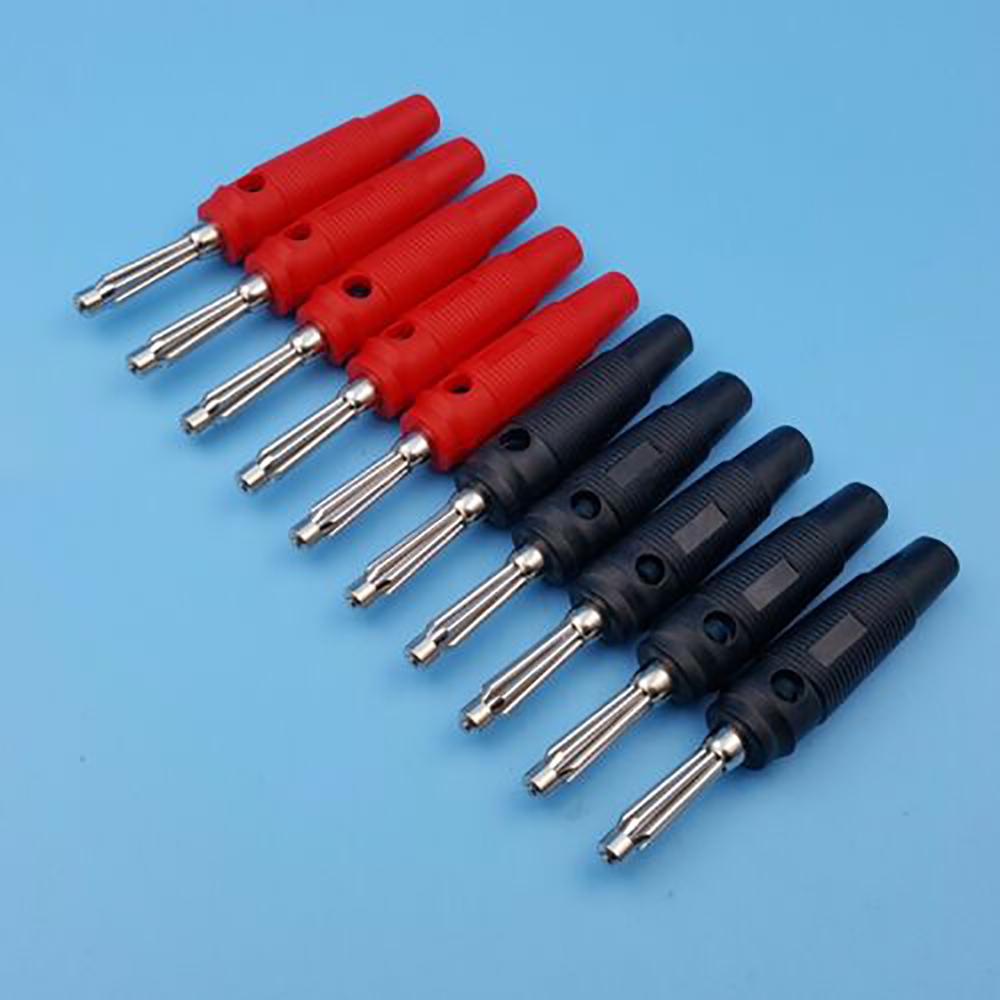 10Pcs 32A Male Solderless Screw Stackable Banana Plug Copper Connector 4mm