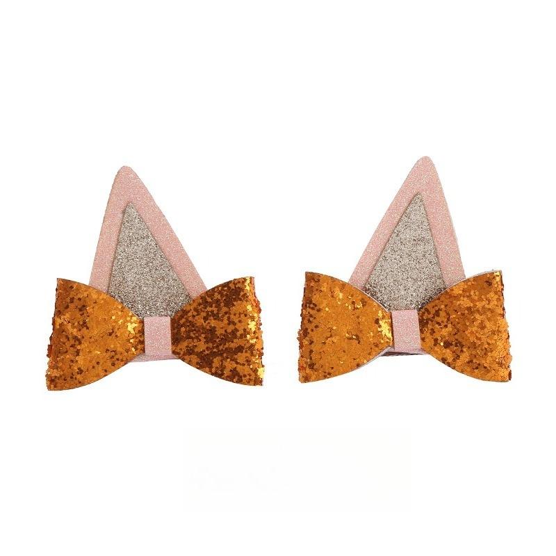 1 Pair children hairpin new beautiful shiny cat ear bow festival princess party headwear girls children hair accessories