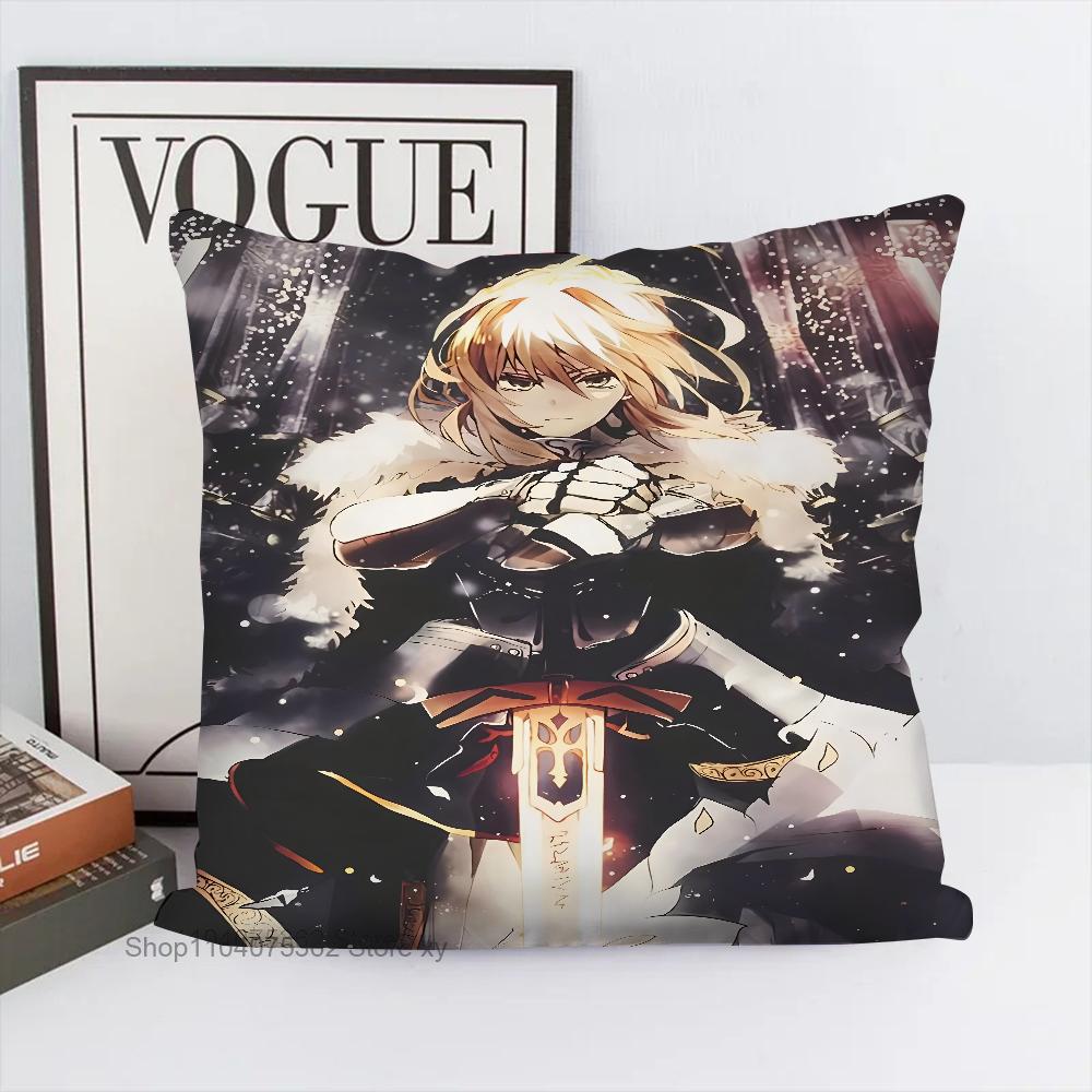 Anime Fate Zero Stay Night Saber Pillow Case Square Pillow Bedroom Sofa Leisure Comfort Cushion Car Living Room Home Decoration
