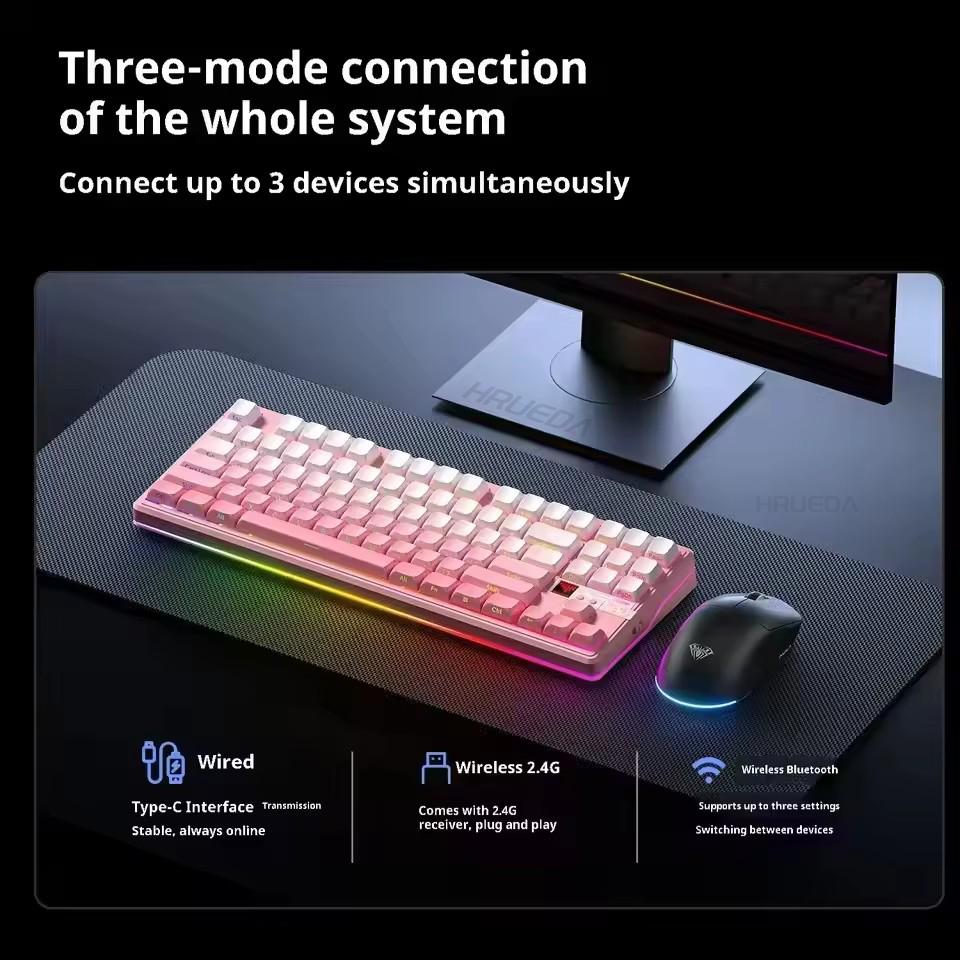 Aula Μηχανικό Πληκτρολόγιο F87 Pro V2 3 Λειτουργιών Ασύρματο 12000mAh Μεγάλη Διάρκεια Μπαταρίας Hot-Swap RGB Προσαρμόσιμο Πληκτρολόγιο E-Sports PC Gaming