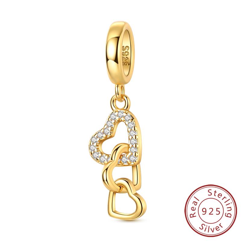 Charms Copper Shining Love Bear Elephant Apple Cherry Rose Charms Beads Fit Original Bracelet Pendant Woman Jewelry