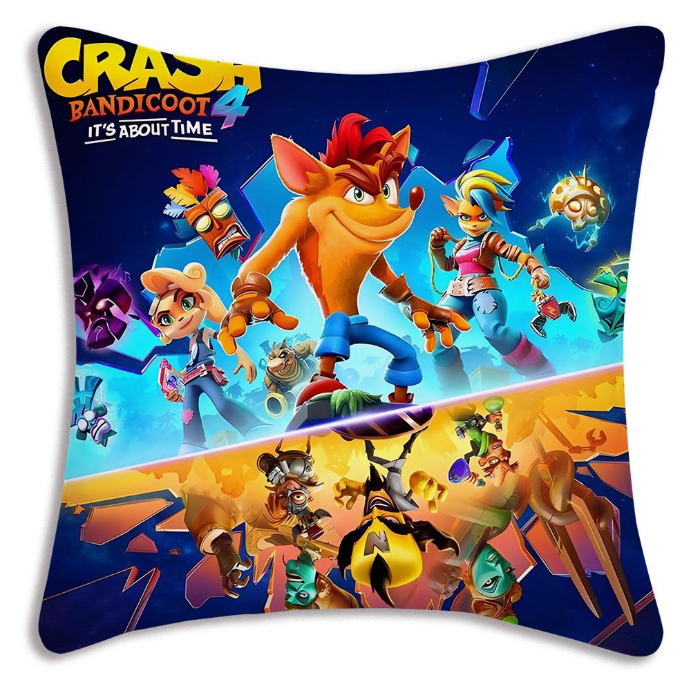Cartoon Game Crashs Bandicoot Pillow Covers Cartoon Sofa Decorative Home Double-Sided Printing Short Plush Cute Cushion Cover