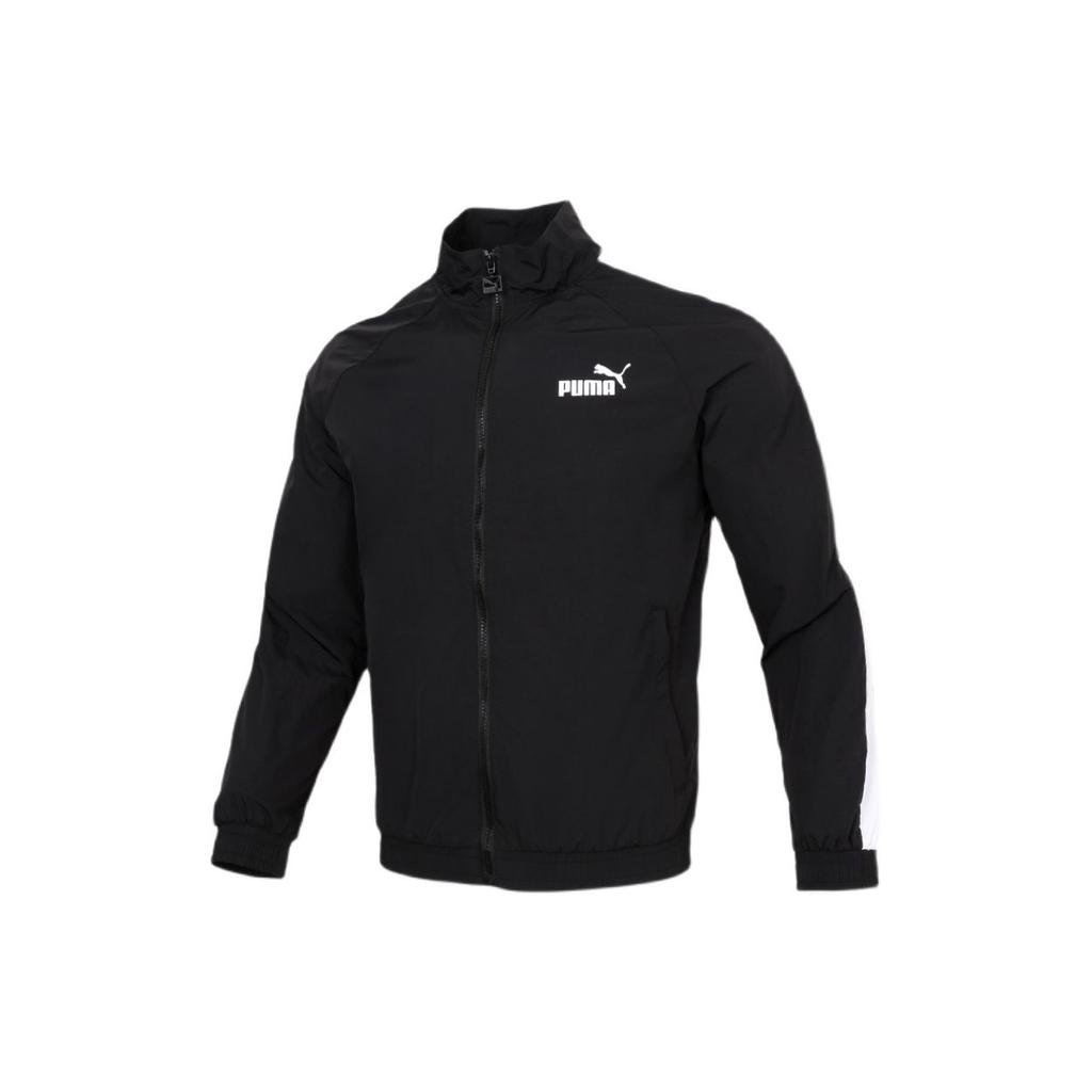 Puma Logo Sports Windproof Stand Collar Woven Jacket Men Jacket Black 532559-01