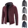 2026 Autumn and Winter New Men's Thickened Plush Cardigan Sweater Men's Hooded Cardigan Jacket