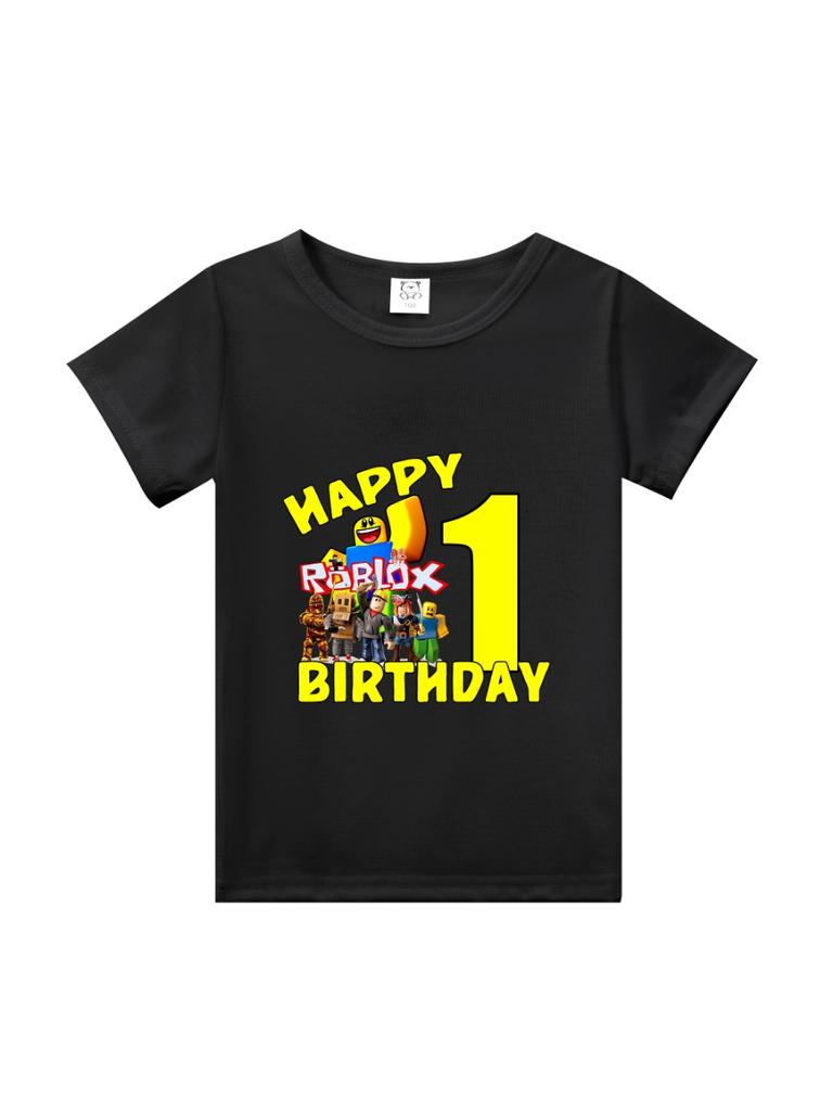 Summer Roblox Children Birthday Number T Shirt Girl Boy Clothes Baby Cotton Tee Shirts Party Short Sleeve Tops Toddler Gifts