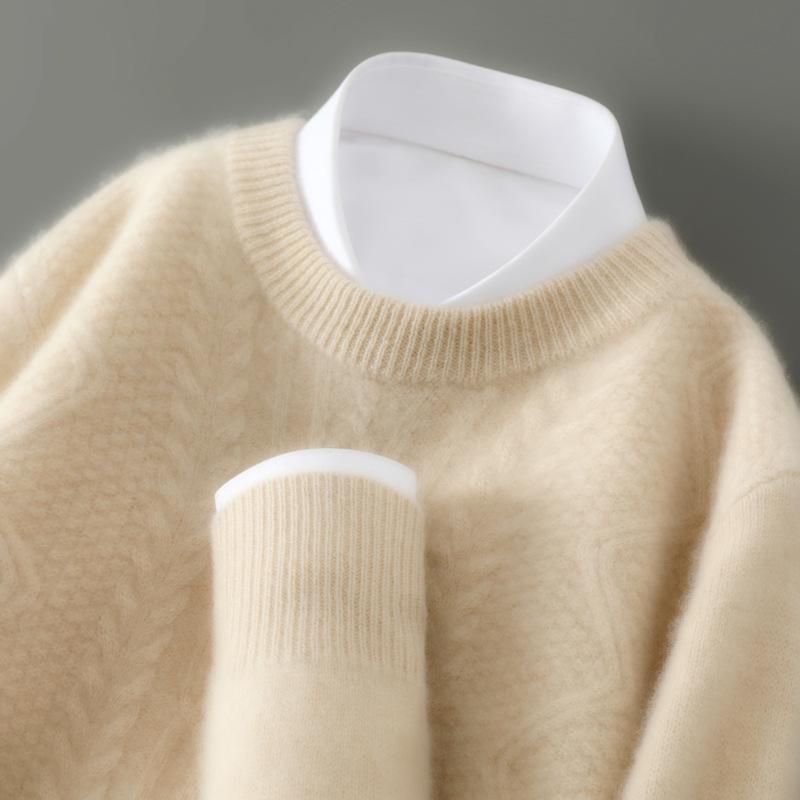 Мужской плотный шерстяной повседневный жаккардовый свитер с круглым вырезом XXL