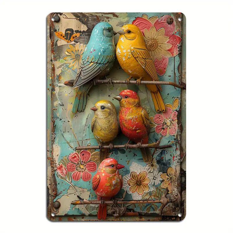 Metal Tin Poster Pastoral Birds Metal Tin Signs Posters Plate Wall Decor for Bars Restaurant Cafe Clubs Retro Posters Plaque