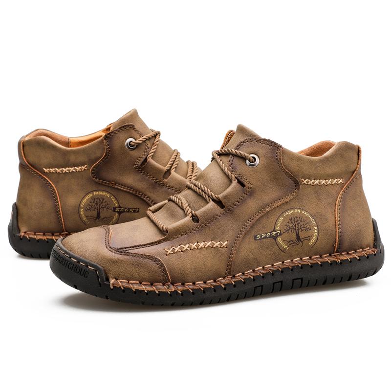 

Мужская обувь и короткие ботинки. Осенние ботинки ручной работы. Рабочая повседневная обувь на плоской подошве с высоким берцем. Обувь для активного отдыха. Большой размер. 43 хаки