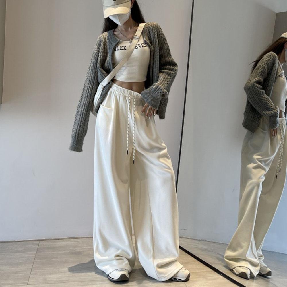 

Женские белые повседневные брюки, брюки-карго с высокой талией, спортивные брюки-карго с завязками, мешковатые, широкие брюки для женщин, уличные спортивные брюки XL бежевый