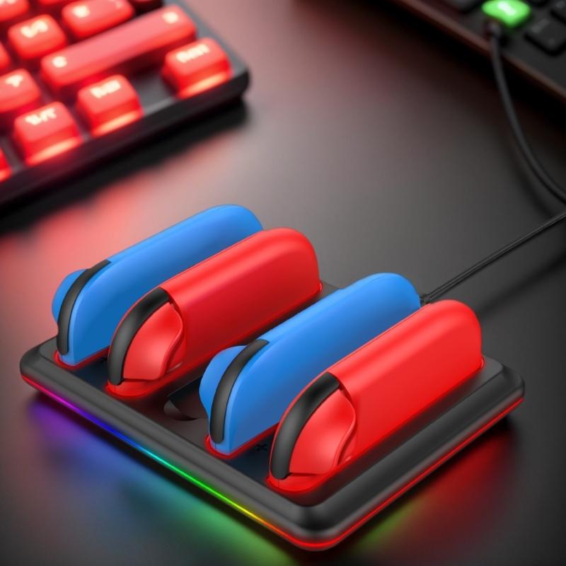 4 Port Charging Dock For Game Controller USB C Power Delivery Cable Charging Docking Station Stand with LED Light
